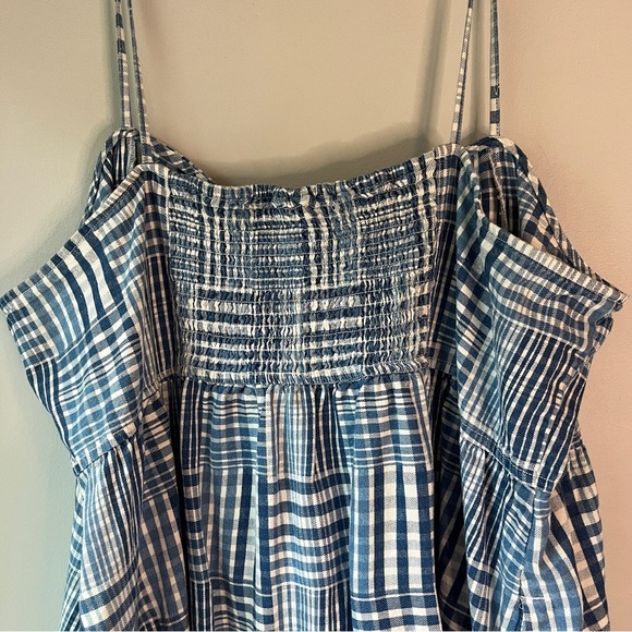 J. Crew A Line Gingham Blue Midi Patchwork Americana Dress - Picture 6 of 12